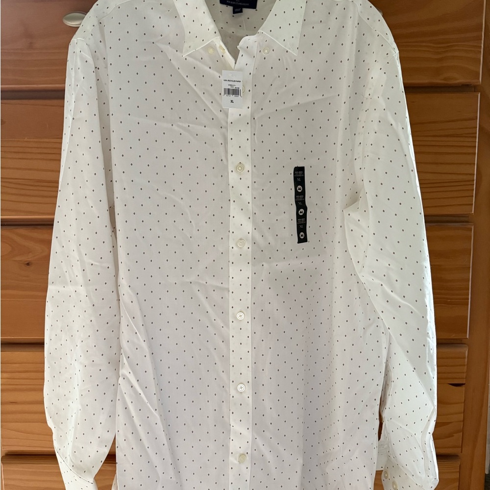 Men's White Dress Shirt- Mini Diamond Shapes